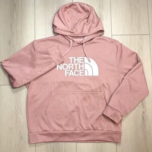The North Face Womens Large Pink Logo Hoodie Pullover Sweatshirt Casual SoftFit